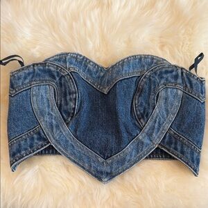 AREA Denim Heart-Shaped Top